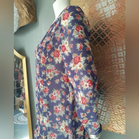 Vintage Autumnal Floral Chiffon Maxi Dress - Picture 5 of 16